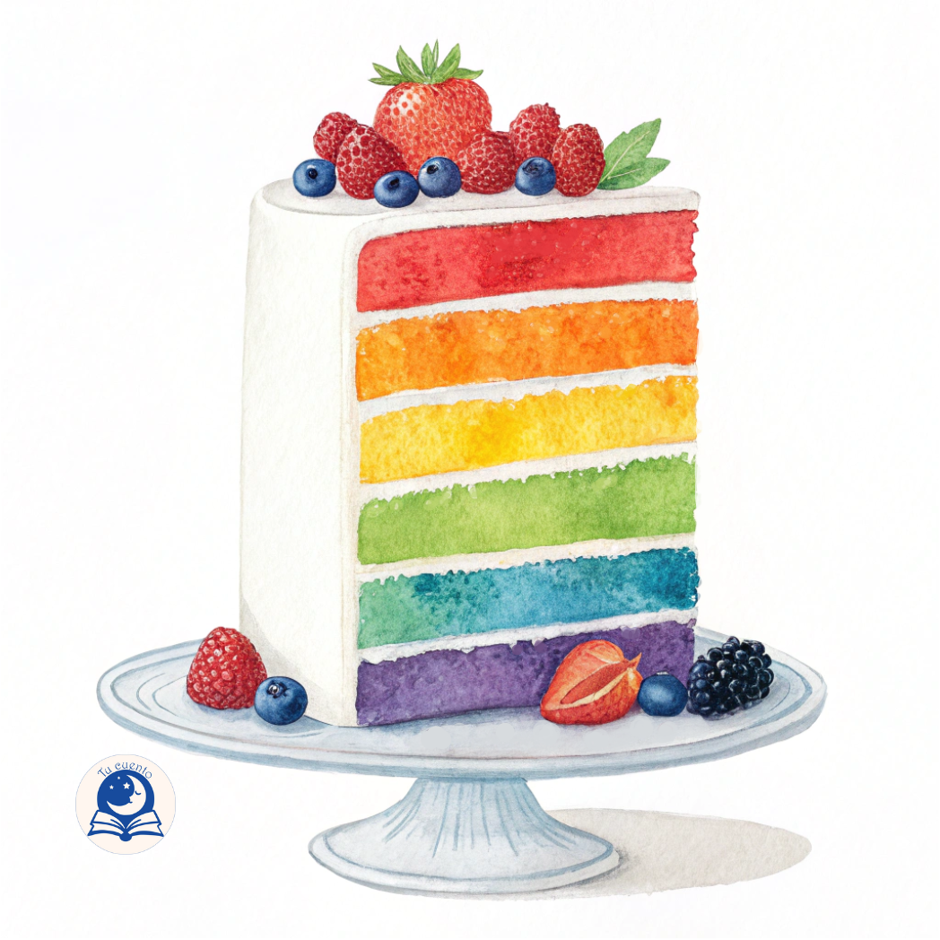 El pastel arcoíris gigante